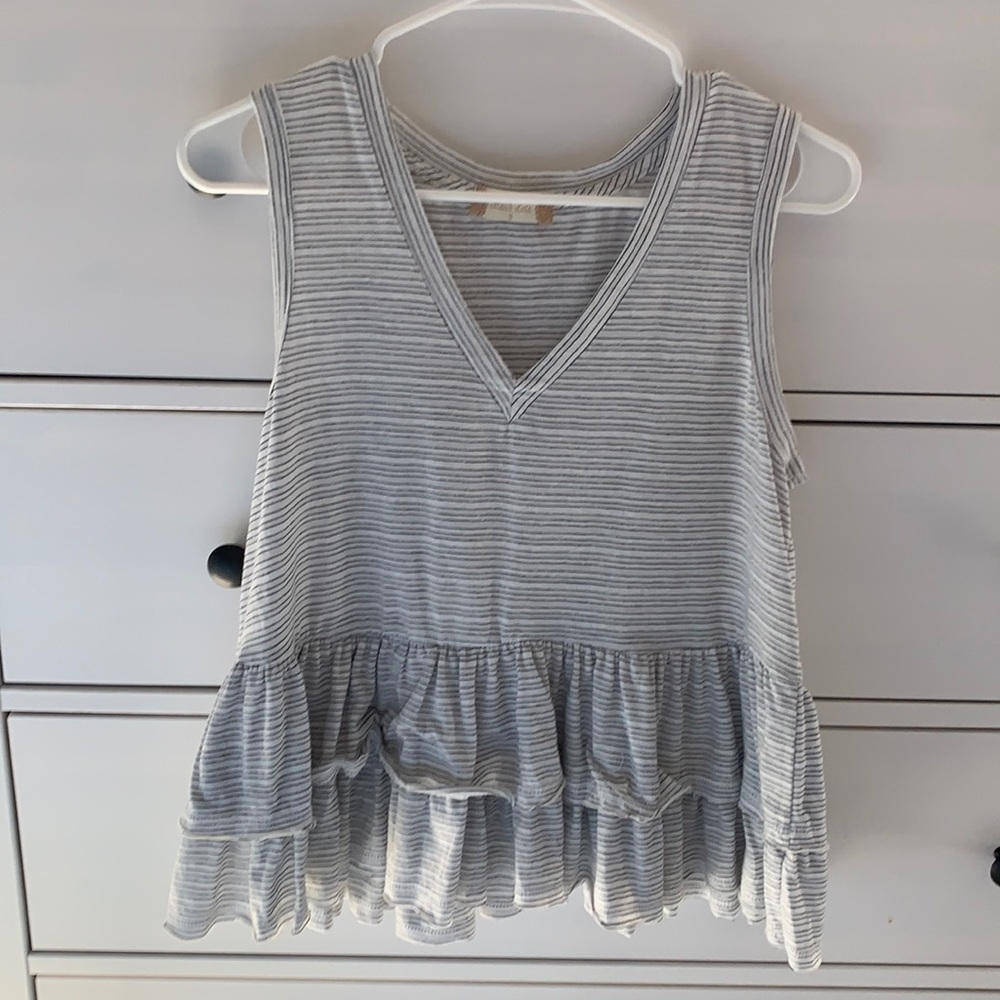 Altar’d state striped v-neck ruffle tank top